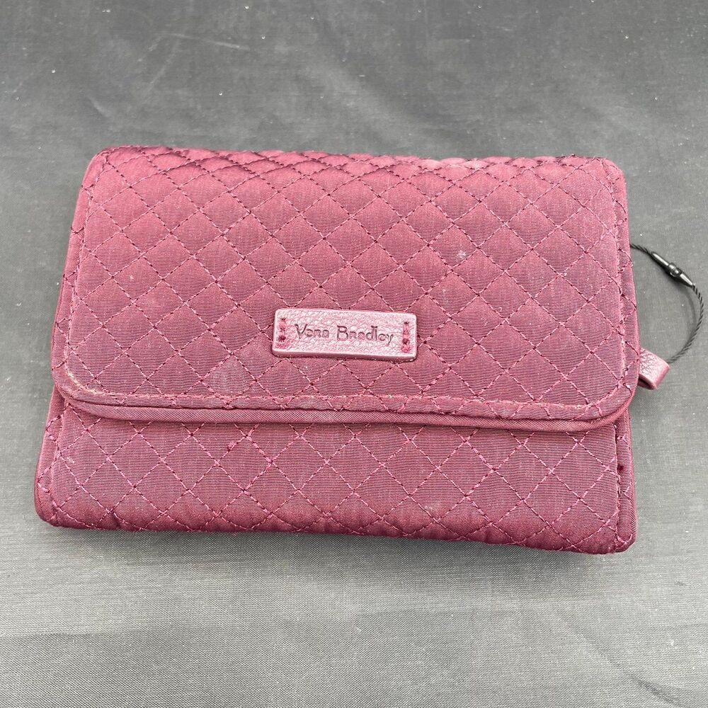 Vera Bradley Quilted Berry Pink Wallet Floral Interior Snap ID Slot - Picture 4 of 9
